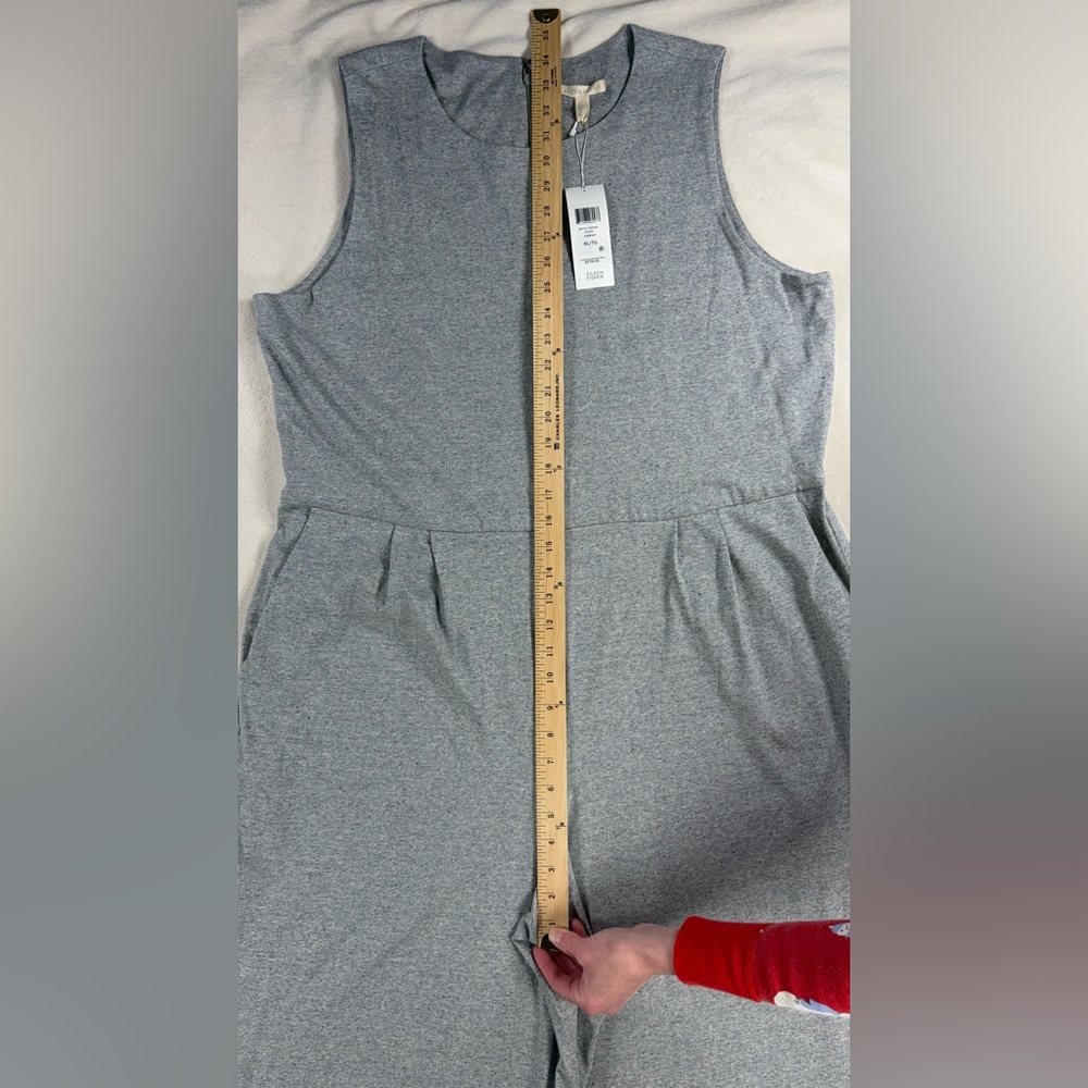 NWT Eileen Fisher Speckled Organic Cotton Jumpsuit in Moon Gray Crop Jumper XL - Picture 5 of 11
